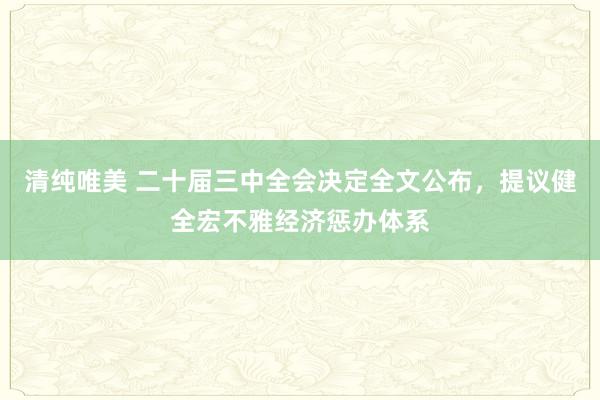 清纯唯美 二十届三中全会决定全文公布，提议健全宏不雅经济惩办体系