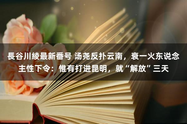 長谷川綾最新番号 汤尧反扑云南，衰一火东说念主性下令：惟有打进昆明，就“解放”三天