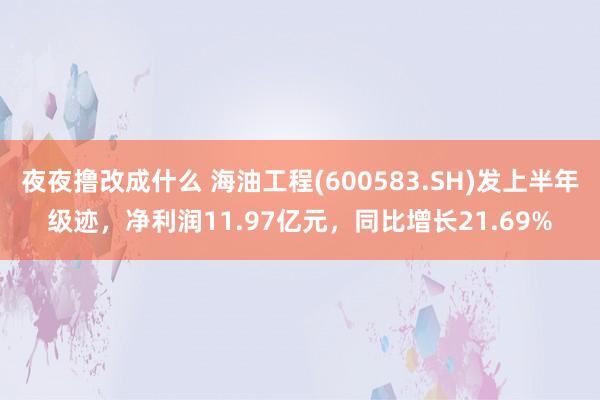 夜夜撸改成什么 海油工程(600583.SH)发上半年级迹，净利润11.97亿元，同比增长21.69%