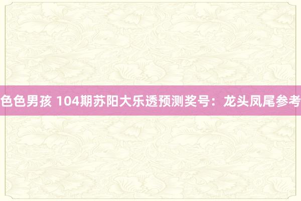 色色男孩 104期苏阳大乐透预测奖号：龙头凤尾参考