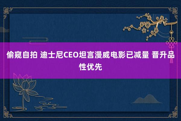 偷窥自拍 迪士尼CEO坦言漫威电影已减量 晋升品性优先