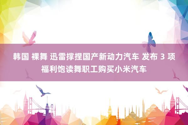 韩国 裸舞 迅雷撑捏国产新动力汽车 发布 3 项福利饱读舞职工购买小米汽车